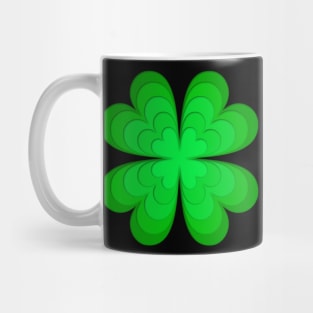 Lucky four-leaf clover, Irish shamrock in green layers Mug